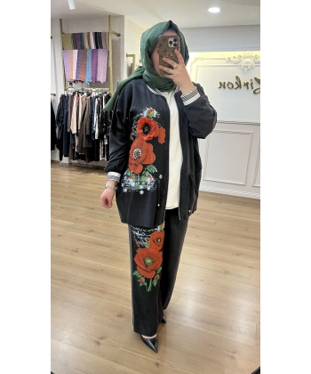 İTHAL Büyük Beden Gül Kabartmalı Tensel Takım