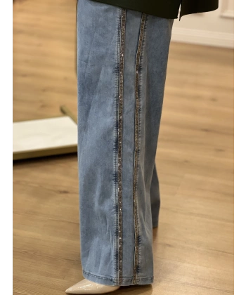 İTHAL BÜYÜK BEDEN TAŞLI PALAZZO KOT