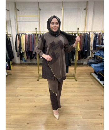 MEVA BY PUREVA Dantel ve Fermuar Detay Modal Takım