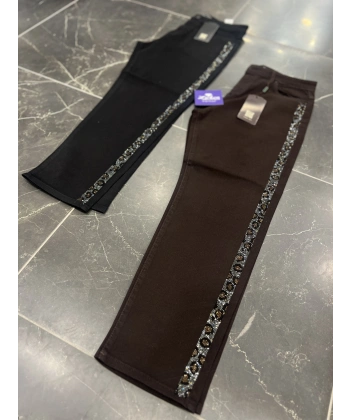 Lacarte Leopar Taşlı Büyük Beden Momjean