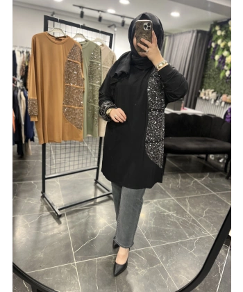 Levidor Pullu Taşlı Pamuk Tunik