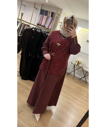 MEVA BY PUREVA Dantel Yelekli Krep Elbise