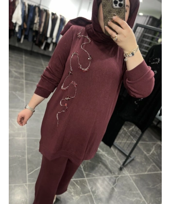 MEVA PLUS By Pureva Taş İşlemeli Triko Takım