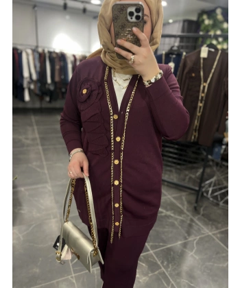 Niliwi Zincirli Selanik Soğuk İplik Merserize Hırka