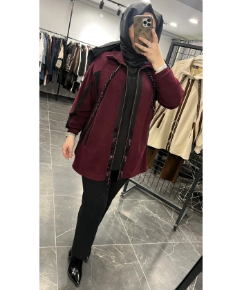 Pureva Boncuk İşlemeli Şardon Ceketli Takım