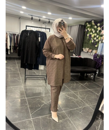 MEVA BY PUREVA İncili Jakarlı Üçlü Takım