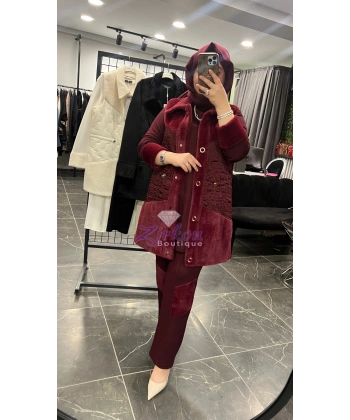 Pureva Kürklü Üçlü Takım