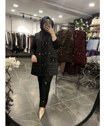 Pureva Pul Tüvitli Kapitoneli Yelekli Üçlü Takım