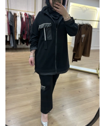 PUREVA Saçak Taşlı Ceketli İkili Takım