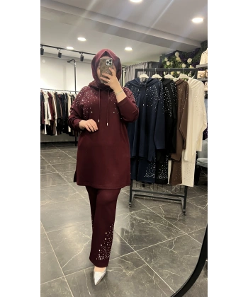 PUREVA Serpme Taşlı Sweat Takım