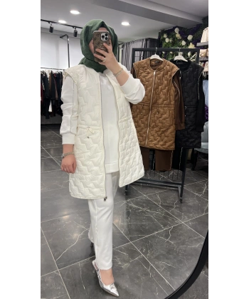 PUREVA Sıra Taşlı Yelekli Üçlü Takım