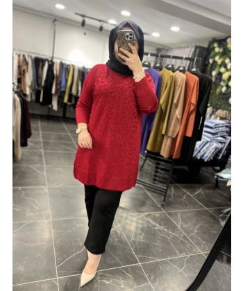 ZİRKON Leopar Kabartmalı Merserize Tunik