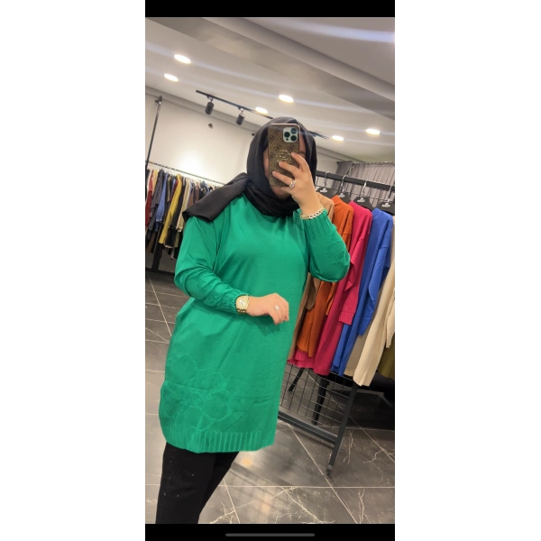 Çiçek Kabartma Merserize Tunik