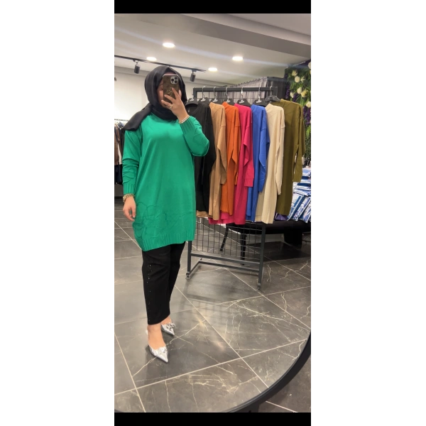 Çiçek Kabartma Merserize Tunik