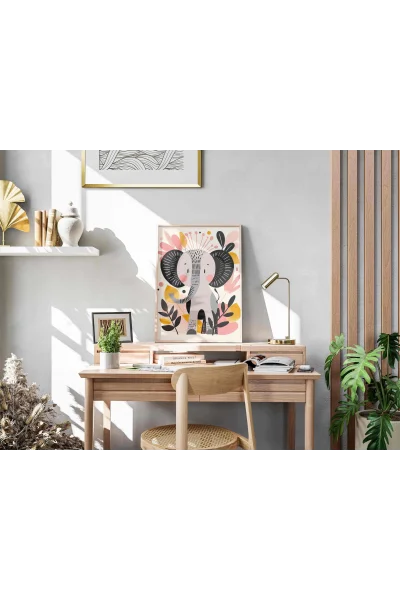 Gri Fil Duvar Posteri | A2, A3, A4 Boyutlarında Çerçeveli ve Çerçevesiz Duvar Tablosu Seçenekleri, Çocukluk Hayalleri Koleksiyonu