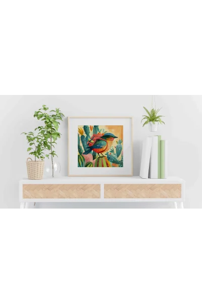 Renkli Kuş Duvar Posteri | A2, A3, A4 Boyutlarında Çerçeveli ve Çerçevesiz Duvar Tablosu Seçenekleri, Çocukluk Hayalleri Koleksiyonu