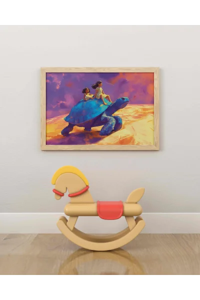 Mavi Kaplumbağa Duvar Posteri | A2, A3, A4 Boyutlarında Çerçeveli ve Çerçevesiz Duvar Tablosu Seçenekleri, Çocukluk Hayalleri Koleksiyonu