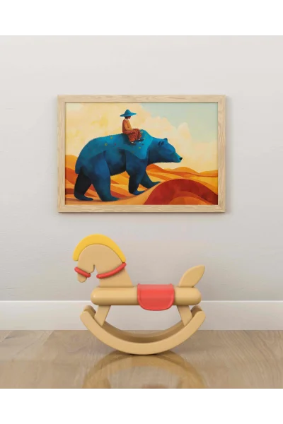 Mavi Ayı Gündüz Duvar Posteri | A2, A3, A4 Boyutlarında Çerçeveli ve Çerçevesiz Duvar Tablosu Seçenekleri, Çocukluk Hayalleri Koleksiyonu