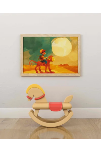Maymun ile Yolculuk Duvar Posteri | A2, A3, A4 Boyutlarında Çerçeveli ve Çerçevesiz Duvar Tablosu Seçenekleri, Çocukluk Hayalleri Koleksiyonu