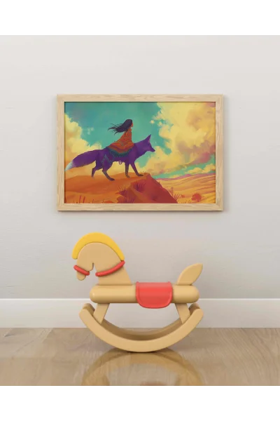 Mor Tilki Duvar Posteri | A2, A3, A4 Boyutlarında Çerçeveli ve Çerçevesiz Duvar Tablosu Seçenekleri, Çocukluk Hayalleri