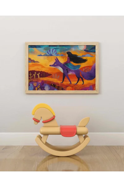 Mor Tilki Arkadaşım Duvar Posteri | A2, A3, A4 Boyutlarında Çerçeveli ve Çerçevesiz Duvar Tablosu Seçenekleri, Çocukluk Hayalleri Koleksiyonu