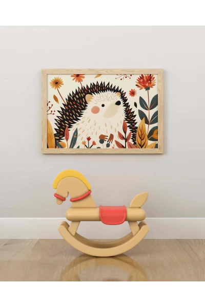 Çiçekli Kirpi Duvar Posteri | A2, A3, A4 Boyutlarında Çerçeveli ve Çerçevesiz Duvar Tablosu Seçenekleri, Çocukluk Hayalleri Koleksiyonu
