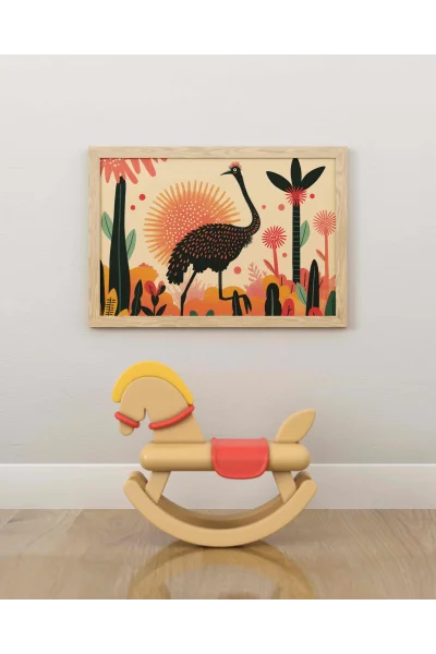 Pembeli Devekuşu Duvar Posteri | A2, A3, A4 Boyutlarında Çerçeveli ve Çerçevesiz Duvar Tablosu Seçenekleri, Çocukluk Hayalleri Koleksiyonu