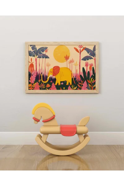 Sarı Fil Duvar Posteri | A2, A3, A4 Boyutlarında Çerçeveli ve Çerçevesiz Duvar Tablosu Seçenekleri, Çocukluk Hayalleri Koleksiyonu
