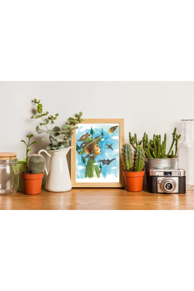 Düz Dünya Duvar Tablosu | A2, A3, A4 Boyutlarında Çerçeveli ve Çerçevesiz Seçenekler, Çocukluk Hikayeleri Koleksiyonu