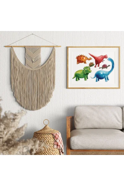 Bebek Dinozorlar Duvar Tablosu | A2, A3, A4 Boyutlarında Çerçeveli ve Çerçevesiz Seçenekler, Çocukluk Hikayeleri Koleksiyonu