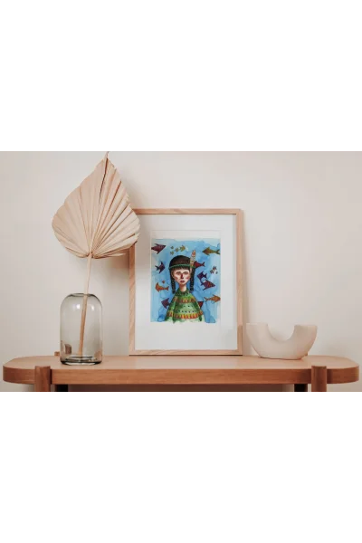 Japon Balıklarına Özlem Duvar Tablosu | A2, A3, A4 Boyutlarında Çerçeveli ve Çerçevesiz Seçenekler, Çocukluk Hikayeleri Koleksiyonu