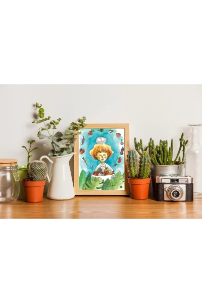 Domates Biber Patlıcan Duvar Tablosu | A2, A3, A4 Boyutlarında Çerçeveli ve Çerçevesiz Seçenekler, Çocukluk Hikayeleri Koleksiyonu