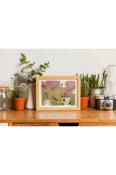 Kedi Şöleni Duvar Posteri | A2, A3, A4 Boyutlarında Çerçeveli ve Çerçevesiz Duvar Tablosu Seçenekleri, Çocukluk Hikayeleri Koleksiyonu