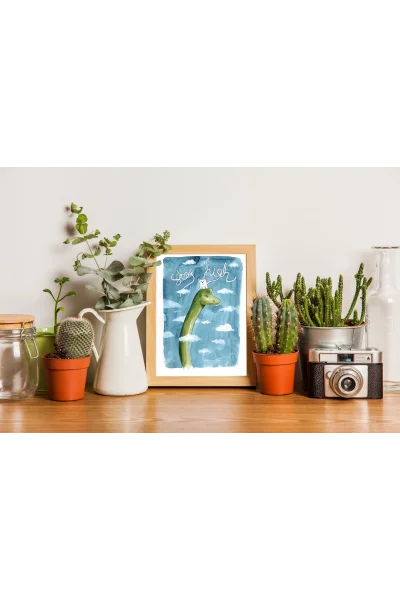 Bulutların Dinosu Duvar Posteri | A2, A3, A4 Boyutlarında Çerçeveli ve Çerçevesiz Duvar Tablosu Seçenekleri, Çocukluk Hikayeleri Koleksiyonu