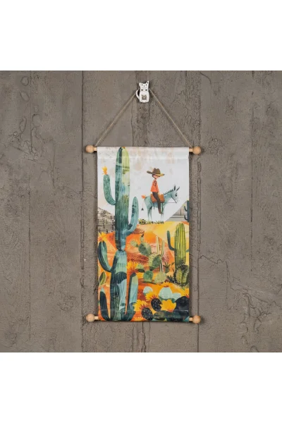 Çocukluk Hayalleri Temalı Kırlangıç Bayrak Duvar Dekoru, Kaliteli Kumaş Duvar Örtüsü, Kovboy Olmak, Çocukluk Hayalleri Serisi