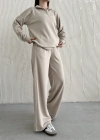 Bej Modal Ara Biyeli Yarım Fermuarlı Takım