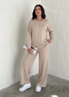 Bej Modal Çıma Detaylı Alt Üst Bayan Takım
