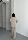 Bej Modal Çımalı Kadın Uzun Alt Üst Takım