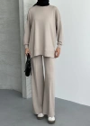 Bej Modal Çımalı Kadın Uzun Alt Üst Takım