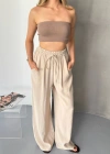 Bej Tensel Kumaş Palazzo Kadın Pantolon