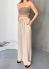 Bej Tensel Kumaş Palazzo Kadın Pantolon