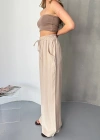 Bej Tensel Kumaş Palazzo Kadın Pantolon