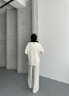 Beyaz Modal Çımalı Kadın Uzun Alt Üst Takım