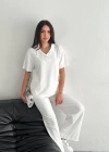 Beyaz Polo Yaka Modal Takım