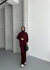 Bordo Çımalı Modal Tesettür Alt Üst Takım