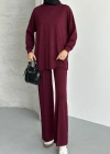 Bordo Çımalı Modal Tesettür Alt Üst Takım