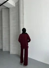 Bordo Çımalı Modal Tesettür Alt Üst Takım