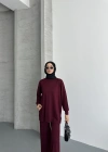 Bordo Çımalı Modal Tesettür Alt Üst Takım