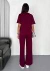 Bordo Kadın Modal Bisiklet Yaka Alt Üst Takım