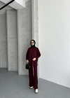 Bordo Modal Çımalı Kadın Uzun Alt Üst Takım
